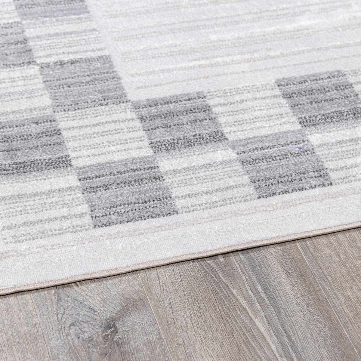 Azrika Gray Checkered Washable Rug