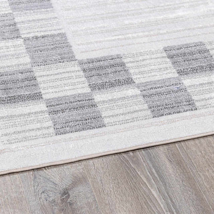 Azrika Gray Checkered Washable Rug