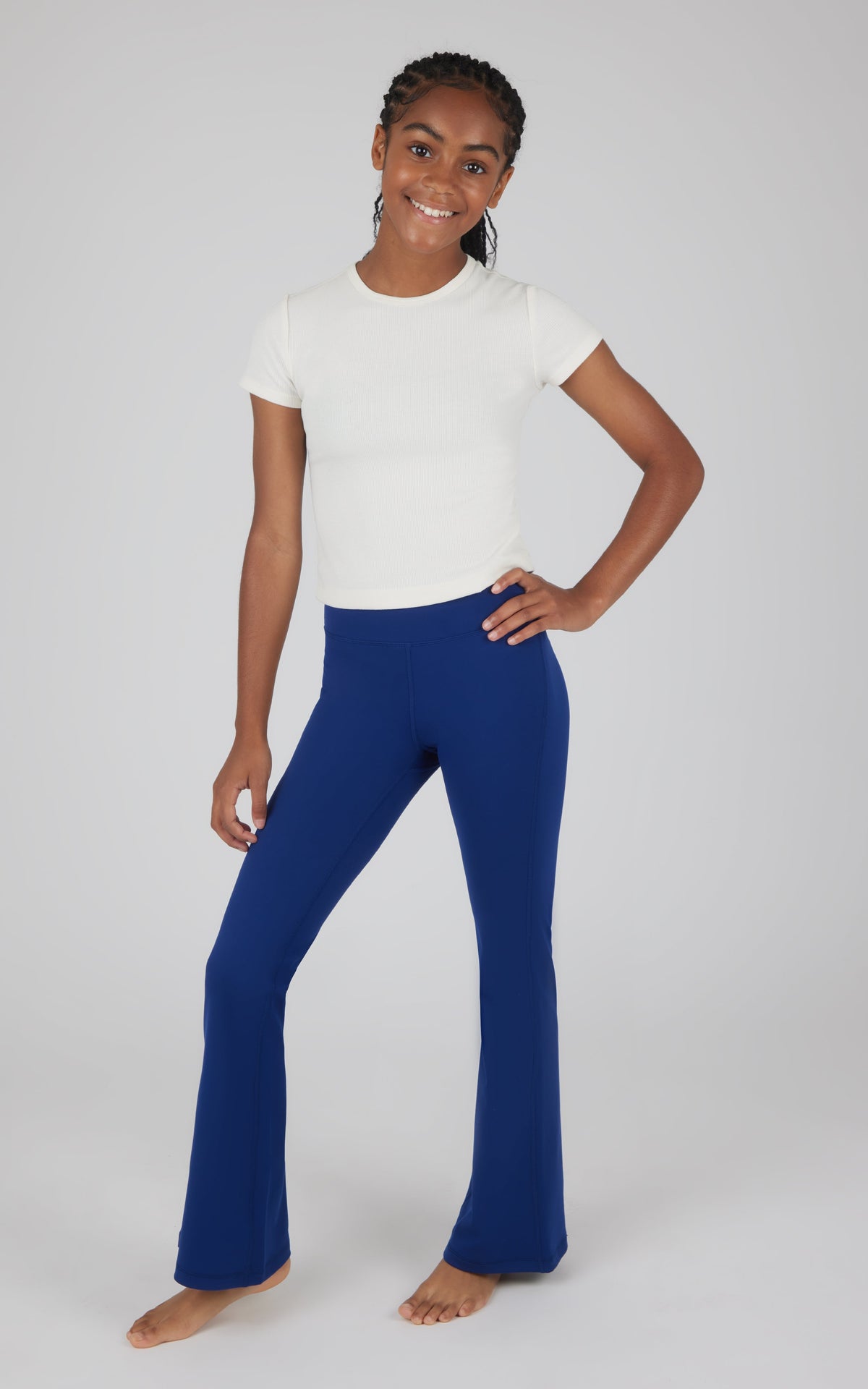90 Degree by Reflex Girls 2 Pack Interlock Everyday Full Length Legging and Everyday Interlock High Waist Flared Pant