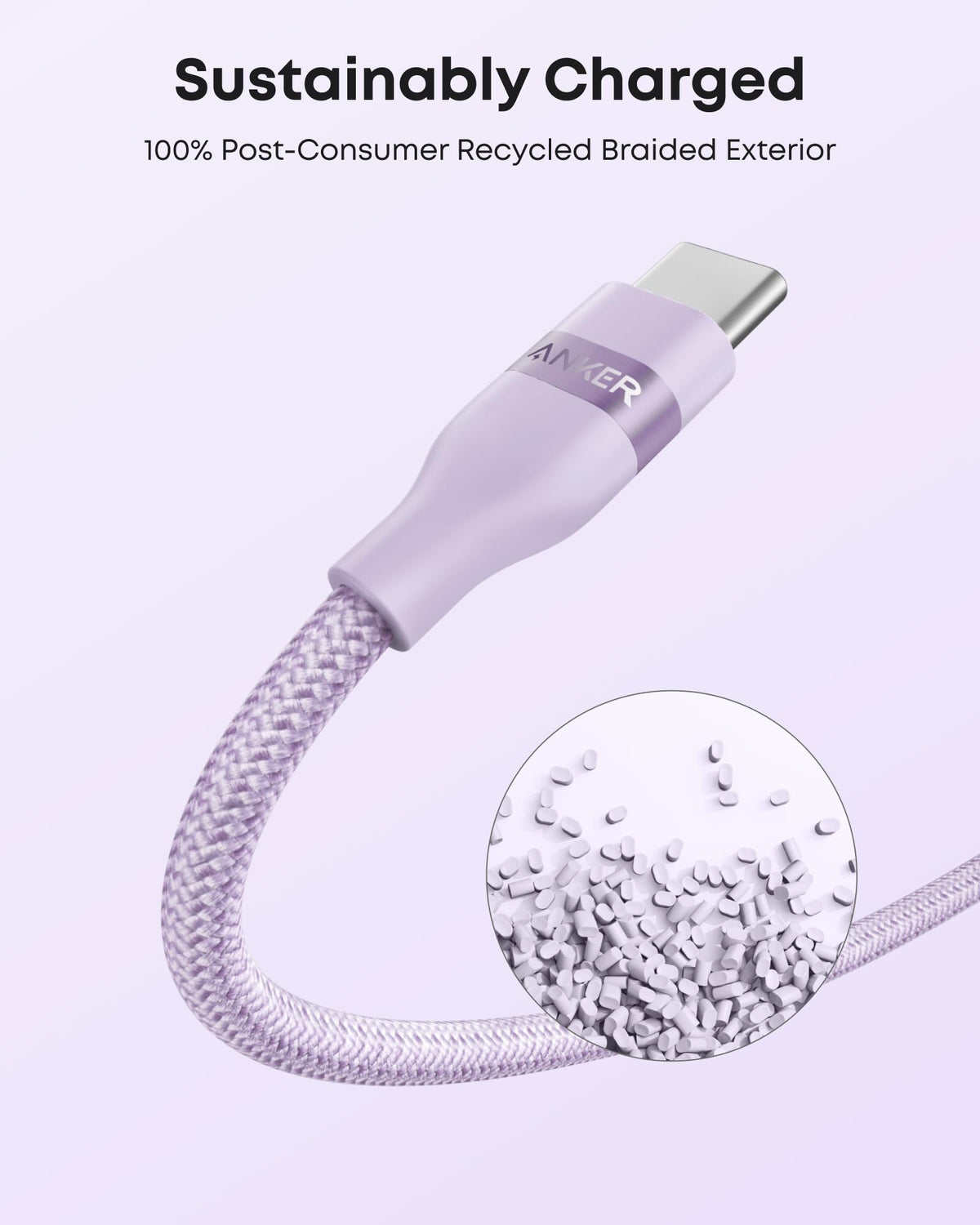 Anker USB-A to USB-C Cable (3 ft/6 ft, Upcycled-Braided)