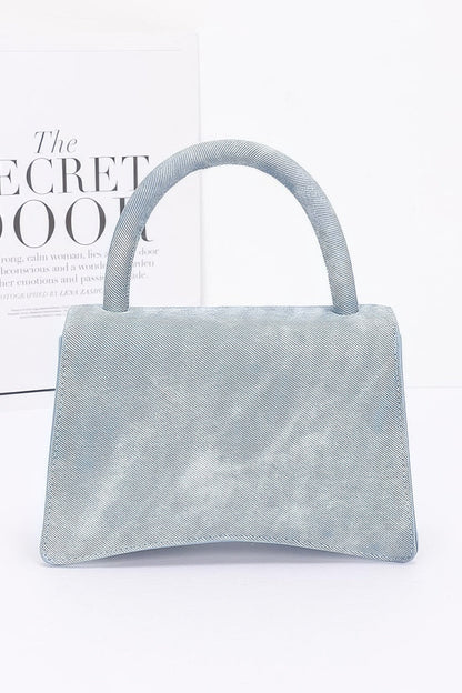 Faux Leather Rhinestone Hot Fix Flower Bag