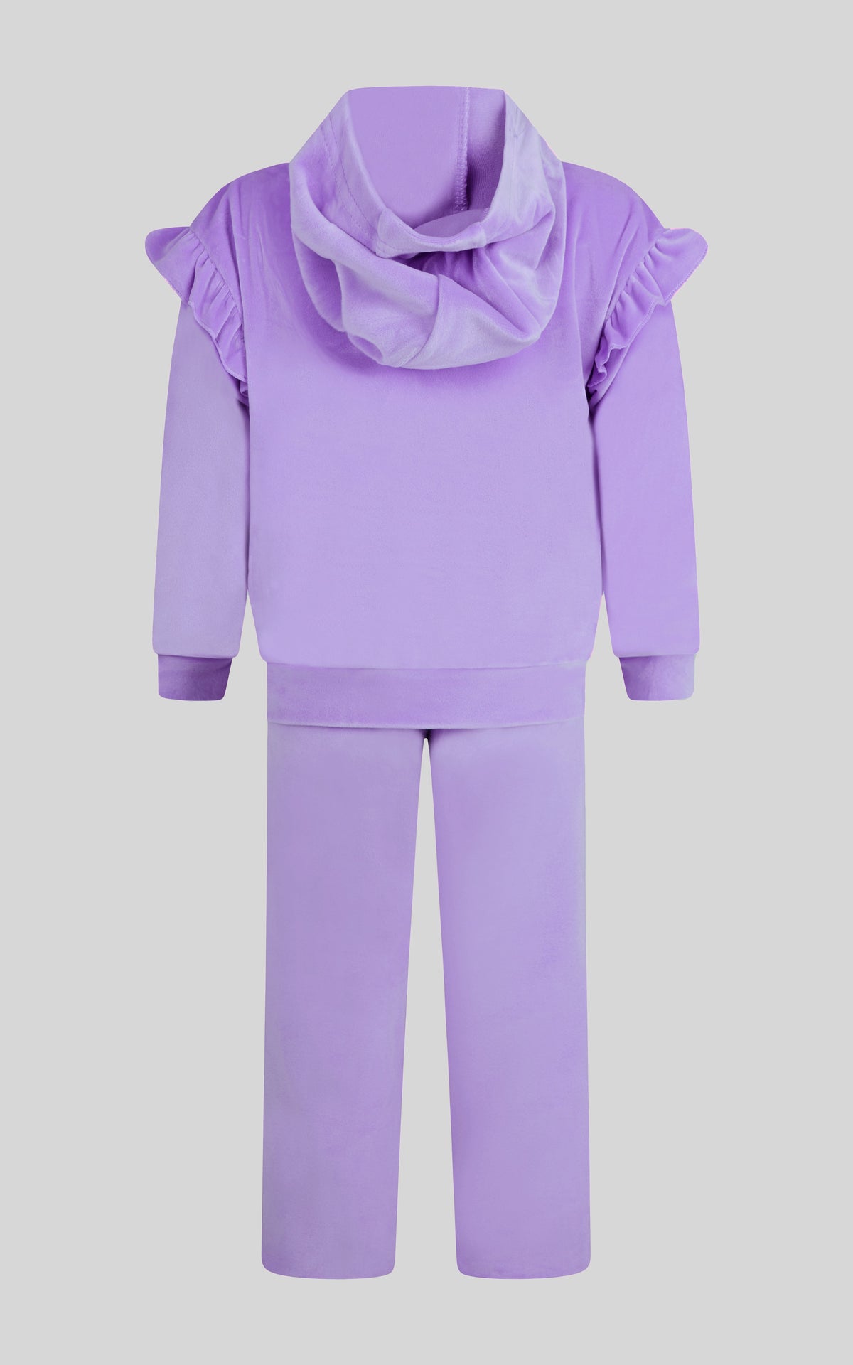 90 Degree by Reflex 2 PC Little Girls Velour Lili Pullover Hoodie w Ruffle Detail + Little Girls Velour Flare