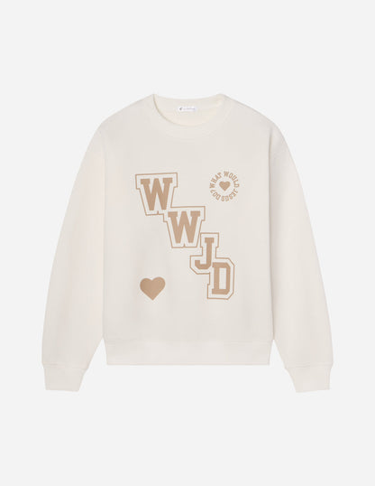 Elevated Faith WWJD Varsity Unisex Crewneck