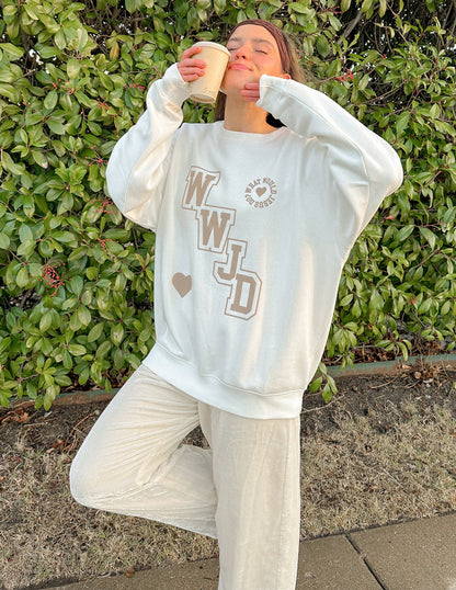 Elevated Faith WWJD Varsity Unisex Crewneck