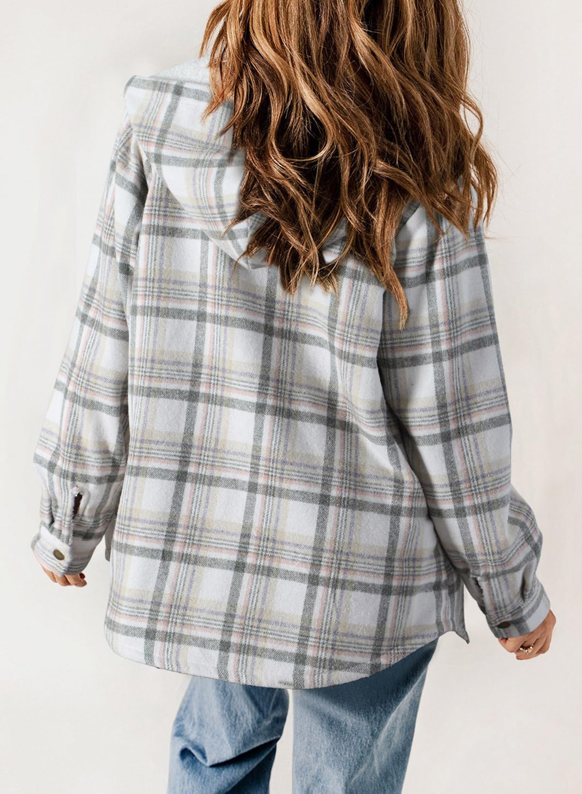 ⭐Women's Thickened Flannel Long Sleeve Plaid Jacket Coat with Hood(Buy 2 Free Shipping)