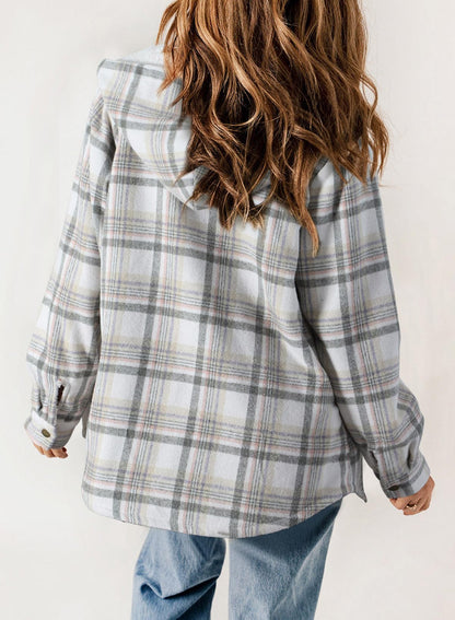 ⭐Women's Thickened Flannel Long Sleeve Plaid Jacket Coat with Hood(Buy 2 Free Shipping)