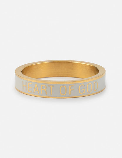 Elevated Faith White Enamel Heart of God Ring