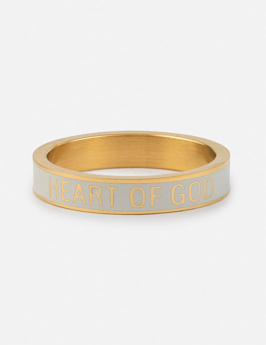 Elevated Faith White Enamel Heart of God Ring