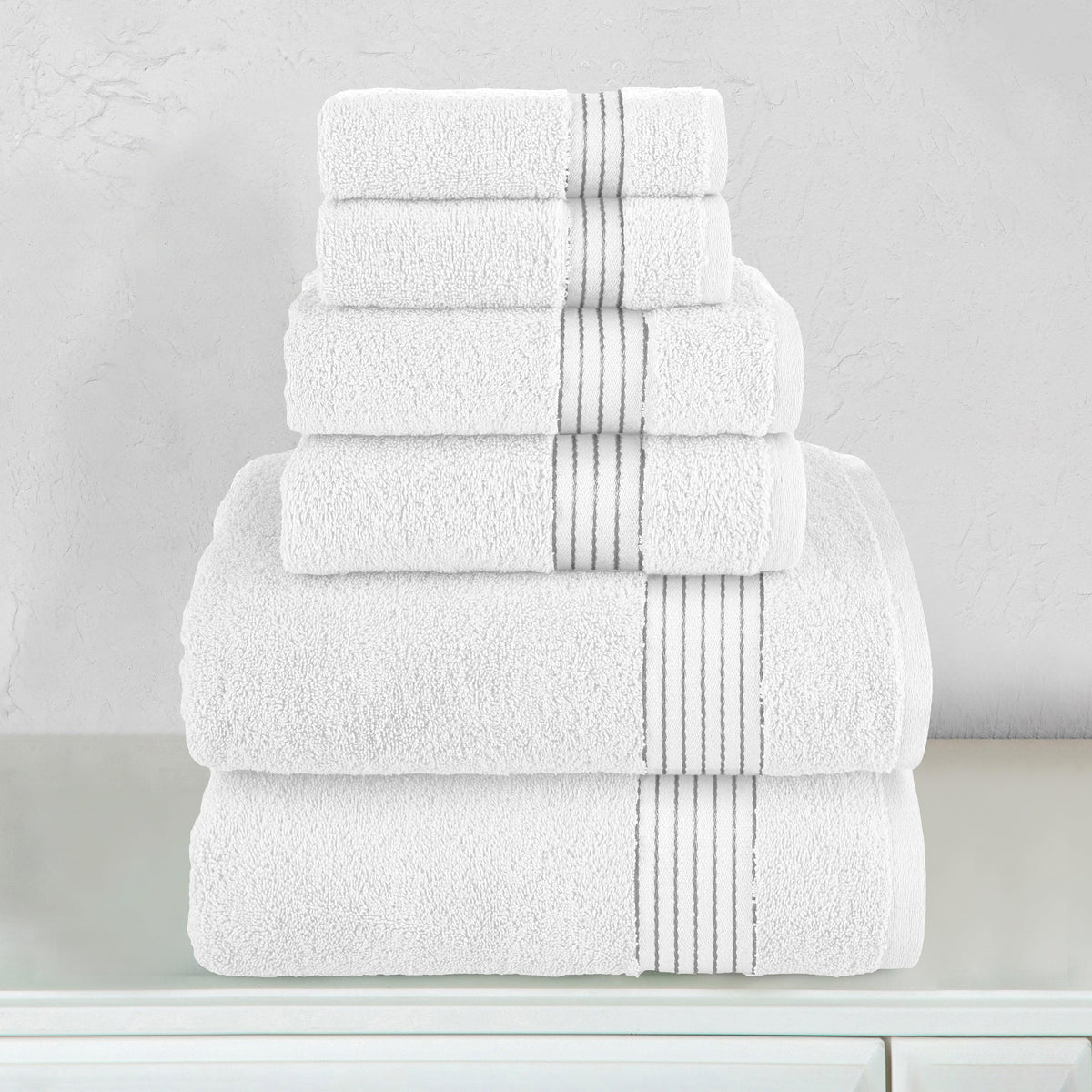 Elegant Comfort 6-Piece Turkish Cotton Towel Set, 2 Washcloths, 2 Hand Towels and 2 Bath Towels