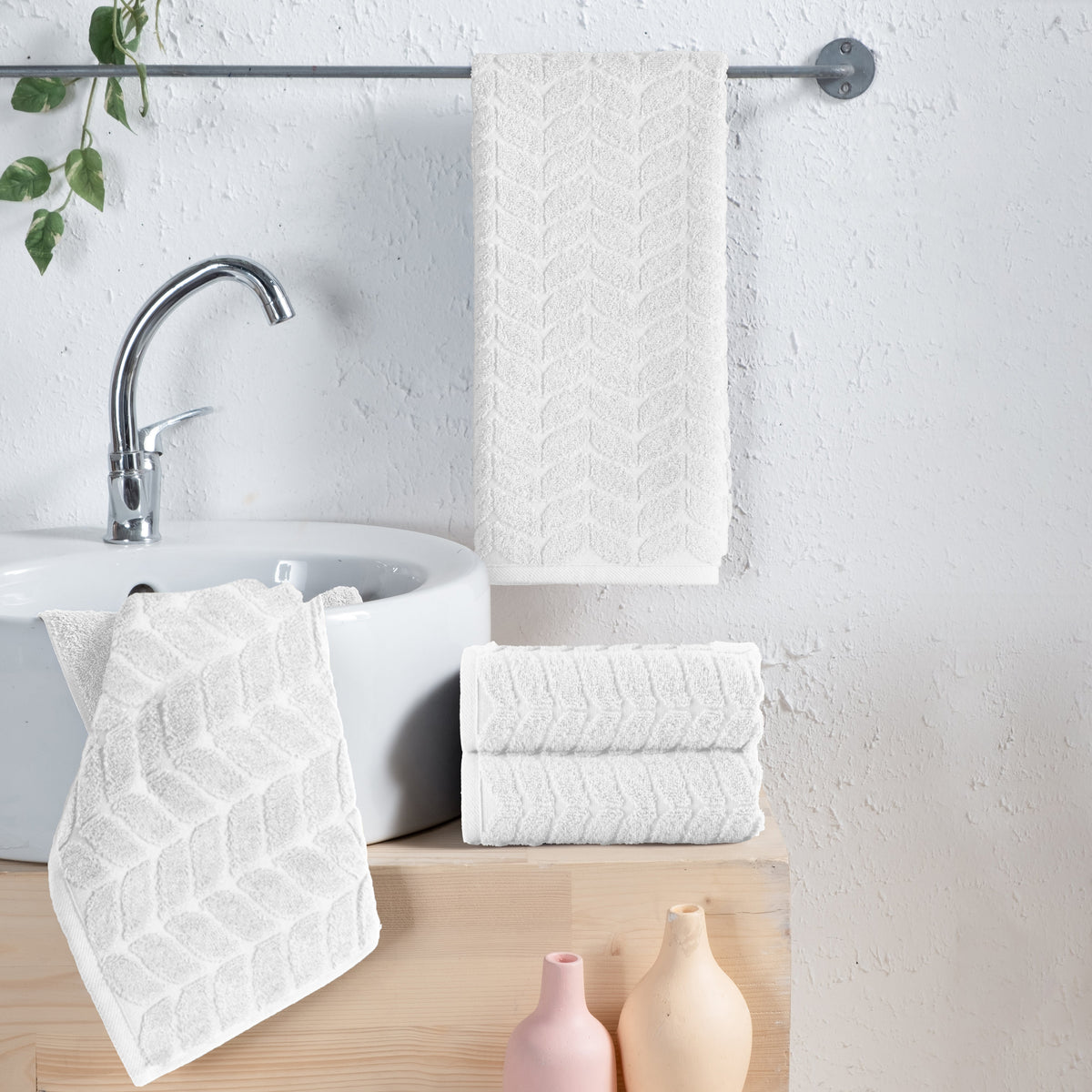Elegant Comfort 4-Pack Premium Turkish Cotton Braided Hand Towel Set, 16 x 28 inch