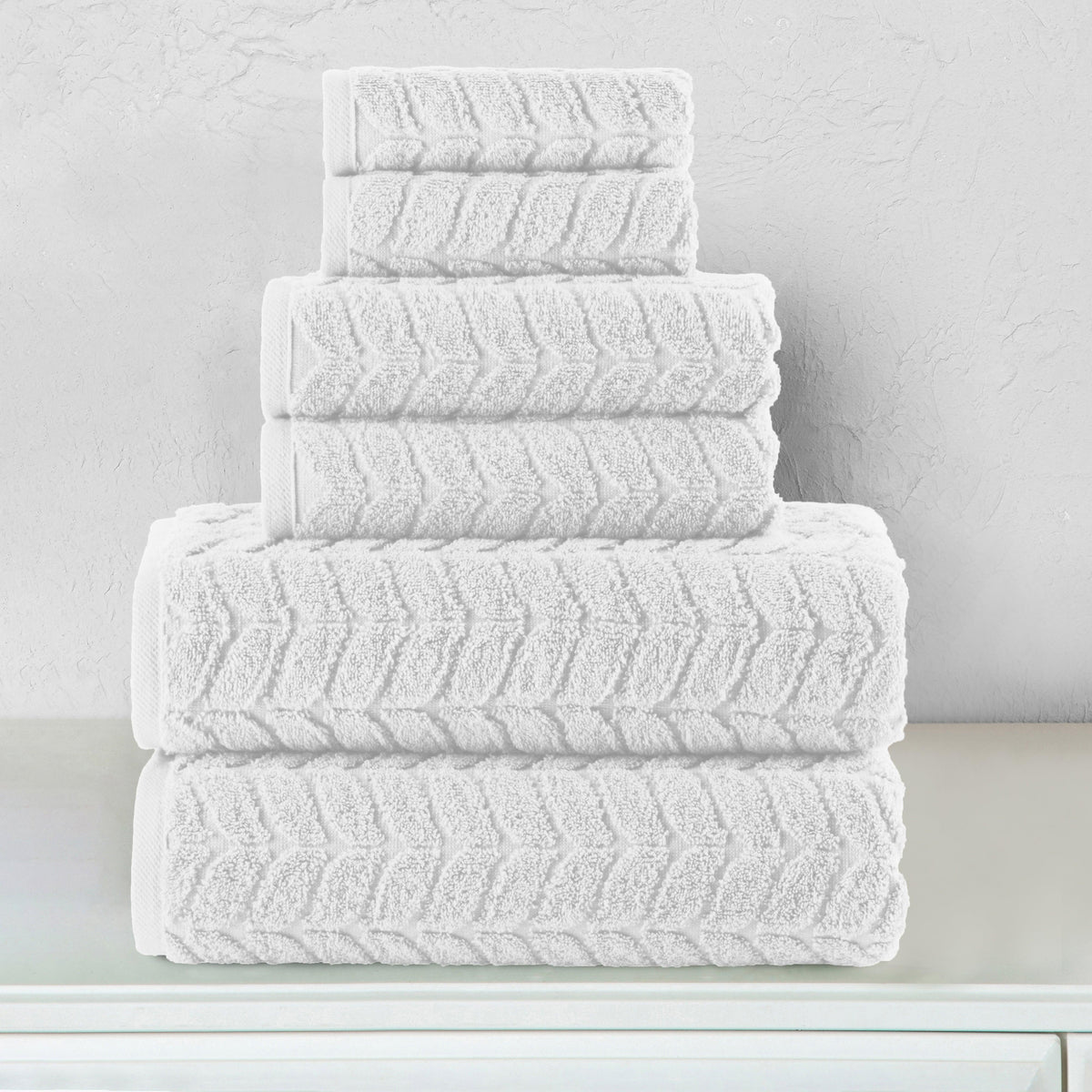 Elegant Comfort 6-Piece Turkish Cotton Braided Towel Set, 2 Washcloths, 2 Hand Towels and 2 Bath Towels