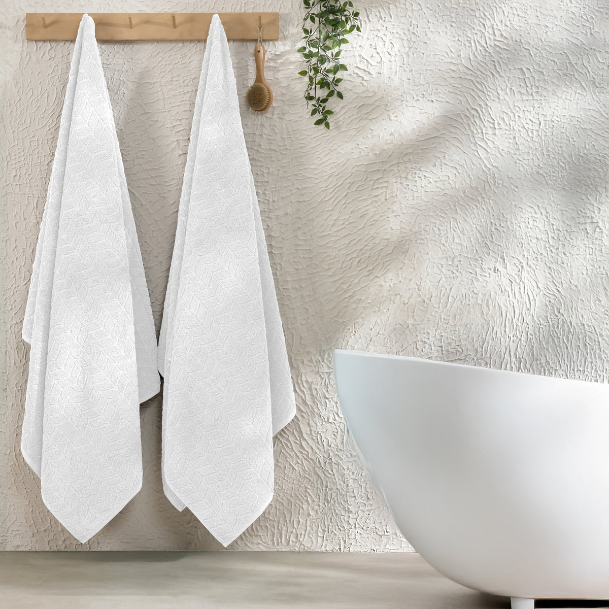 Elegant Comfort 2-Pack Premium Turkish Cotton Braided Bath Towel Set, 27 x 54 inch