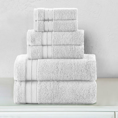Elegant Comfort 6-Piece Turkish Cotton Three Line Popcorn Towel Set, 2 Washcloths, 2 Hand Towels and 2 Bath Towels