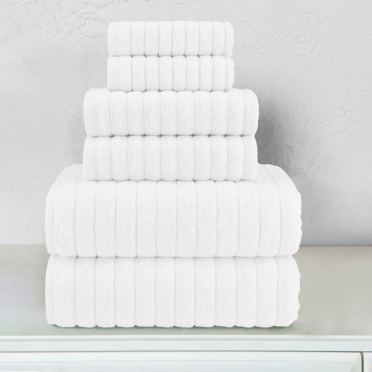 Elegant Comfort 6-Piece Turkish Cotton Corduroy Towel Set, 2 Washcloths, 2 Hand Towels and 2 Bath Towels