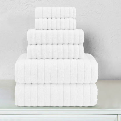 Elegant Comfort 6-Piece Turkish Cotton Corduroy Towel Set, 2 Washcloths, 2 Hand Towels and 2 Bath Towels