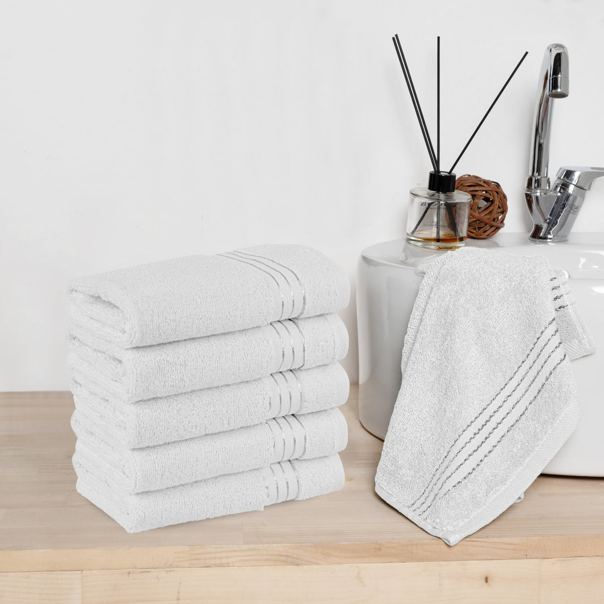Elegant Comfort 6 Pack Premium Turkish Cotton Washcloths Set, 13 x 13 inch