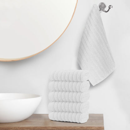 Elegant Comfort 6-Pack Premium Turkish Cotton Corduroy Stripe Washcloths Set, 13 x 13 inch