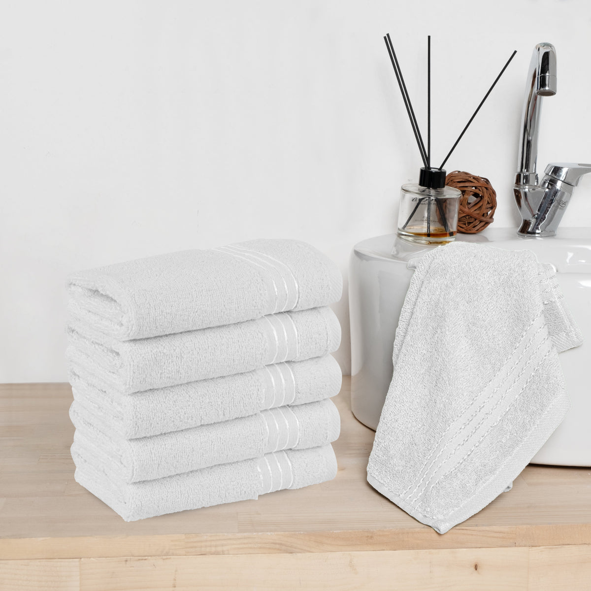 Elegant Comfort 6 Pack Premium Turkish Cotton Washcloths Set, 13 x 13 inch