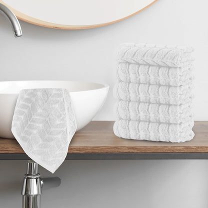 Elegant Comfort 6-Pack Premium Turkish Cotton Braided Washcloths Set, 13 x 13 inch