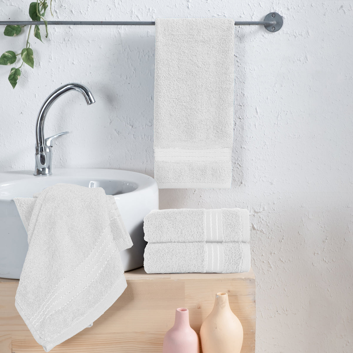 Elegant Comfort 4 Pack Premium Turkish Cotton Hand Towel Set, 16 x 28 inch