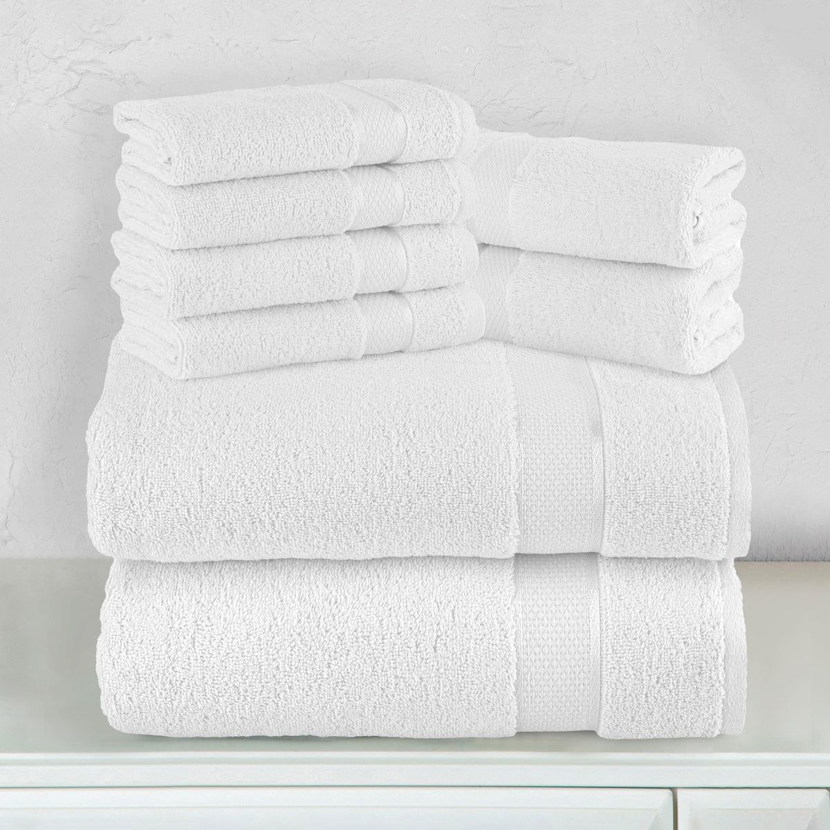 Elegant Comfort 8-Piece Turkish Cotton Towel Set, 4 Washcloths, 2 Hand Towels and 2 Bath Towels
