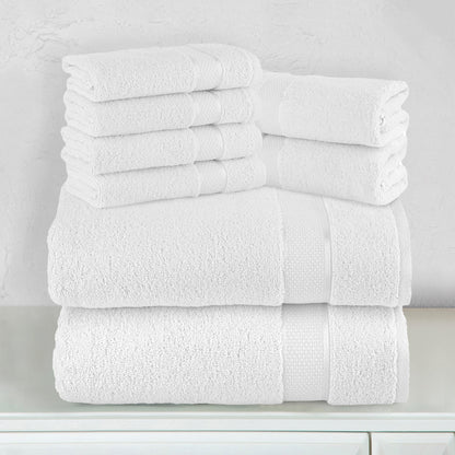 Elegant Comfort 8-Piece Turkish Cotton Towel Set, 4 Washcloths, 2 Hand Towels and 2 Bath Towels