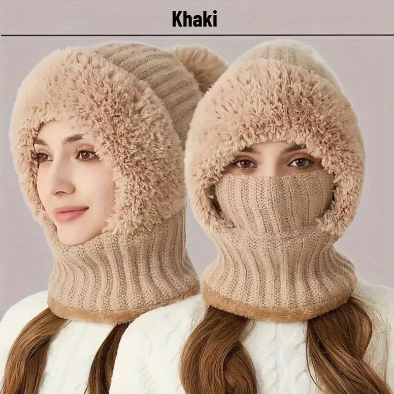 ✨Winter Fleece Knitted Hat and Warm Hooded Neck Gaiter