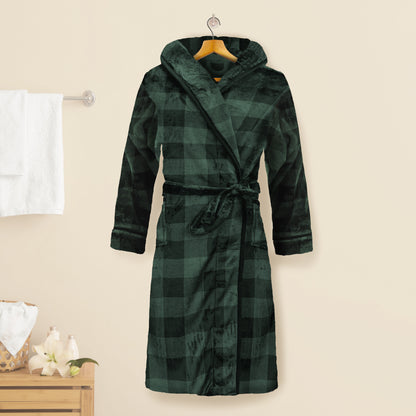 Elegant Comfort Women Hooded Velvet Fleece Long Bathrobe