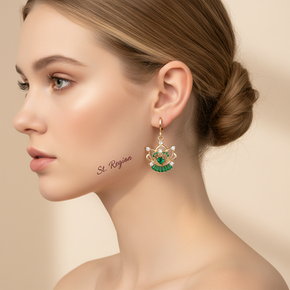 Emerald Crystal & Cubic Zirconia Goldtone Flower Heart Huggie Earrings