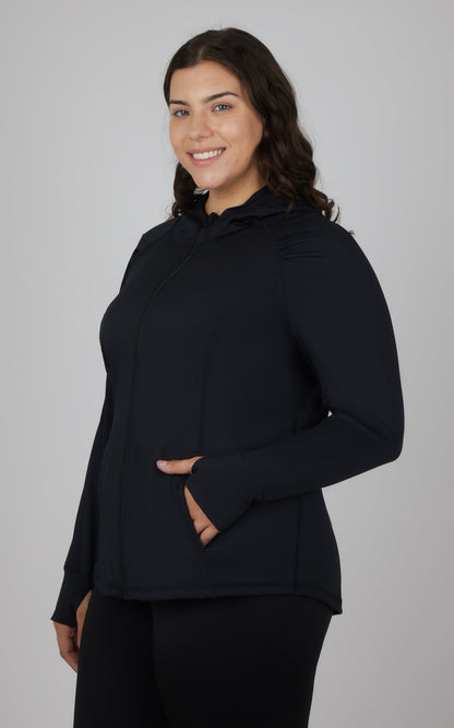 90 Degree by Reflex Plus Slim Fitted Full Zip Hooded Jacket
