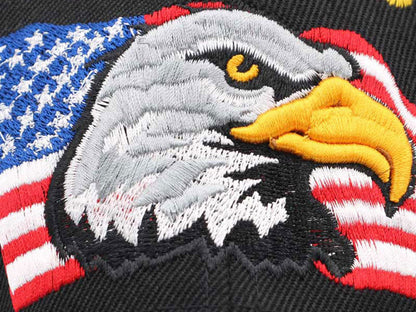 Anna-Kaci USA American Flag Patriotic Eagle Hawk Embossed 3D Adjustable Velcro Baseball Caps Hats