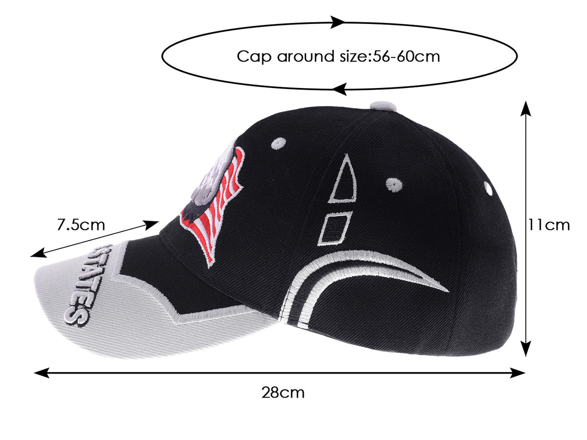 Anna-Kaci USA American Flag Patriotic Eagle Hawk Embossed 3D Adjustable Velcro Baseball Caps Hats