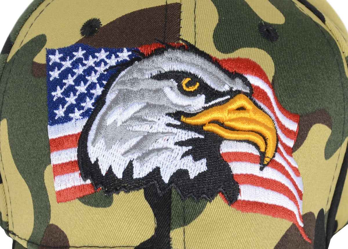 Anna-Kaci USA American Flag Patriotic Eagle Hawk Embossed 3D Adjustable Velcro Baseball Caps Hats