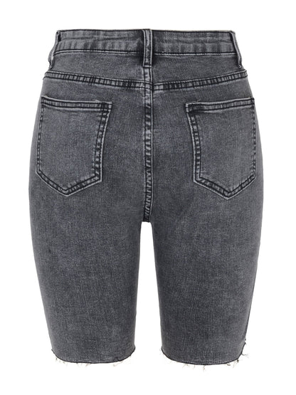 High Waisted Ripped Denim Shorts