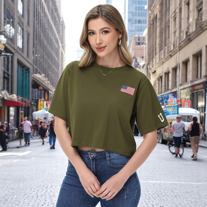 Anna-Kaci Women's American Flag Crop Top July 4th Summer USA Patriotic T-Shirt