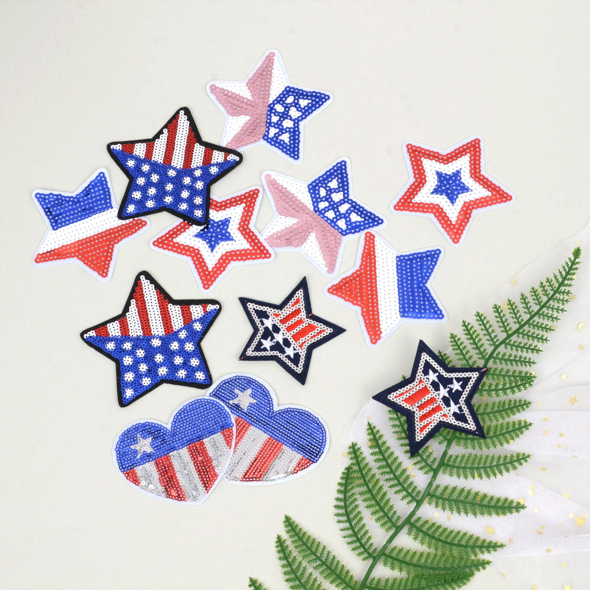 Sequin Star Heart Iron On Patches Clothing Embroidered Sewing Repair Hot-fix Garment Bag Shoes Backpack Hat DIY Decoration