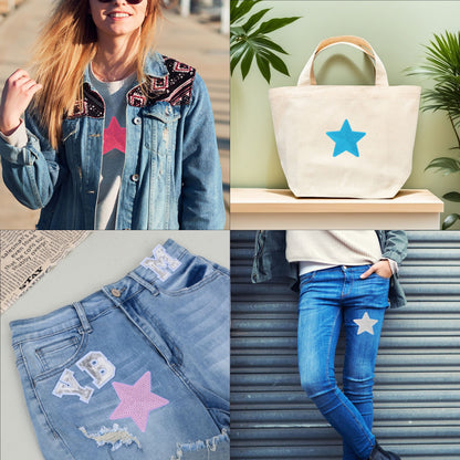 Sequin Star Heart Iron On Patches Clothing Embroidered Sewing Repair Hot-fix Garment Bag Shoes Backpack Hat DIY Decoration