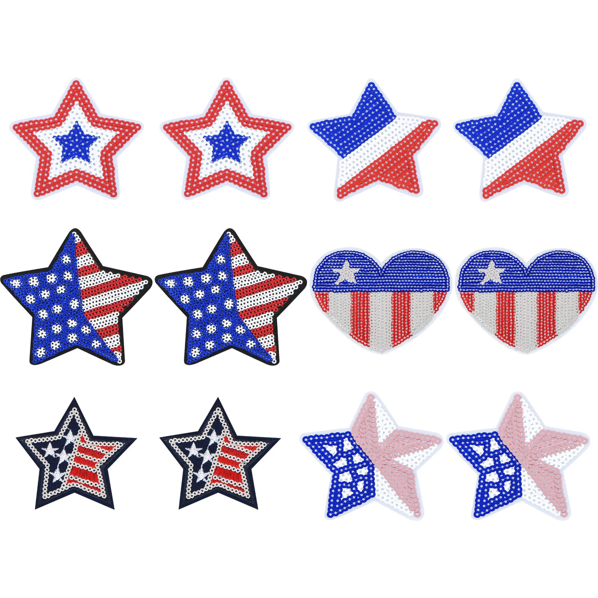 Sequin Star Heart Iron On Patches Clothing Embroidered Sewing Repair Hot-fix Garment Bag Shoes Backpack Hat DIY Decoration