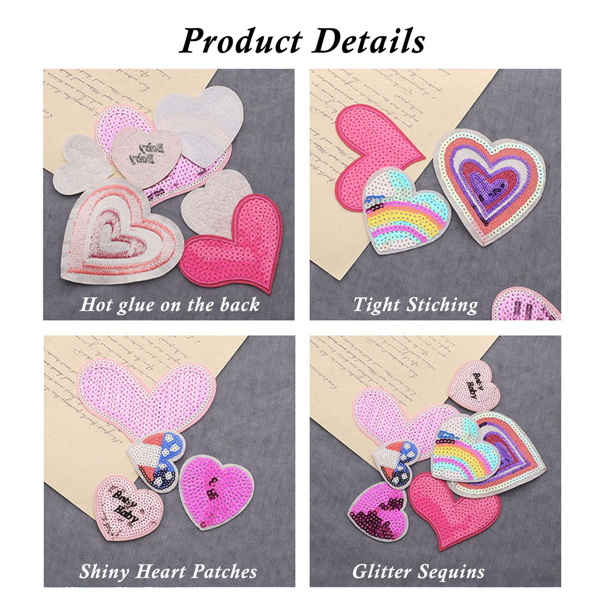 Sequin Star Heart Iron On Patches Clothing Embroidered Sewing Repair Hot-fix Garment Bag Shoes Backpack Hat DIY Decoration