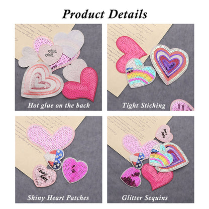 Sequin Star Heart Iron On Patches Clothing Embroidered Sewing Repair Hot-fix Garment Bag Shoes Backpack Hat DIY Decoration