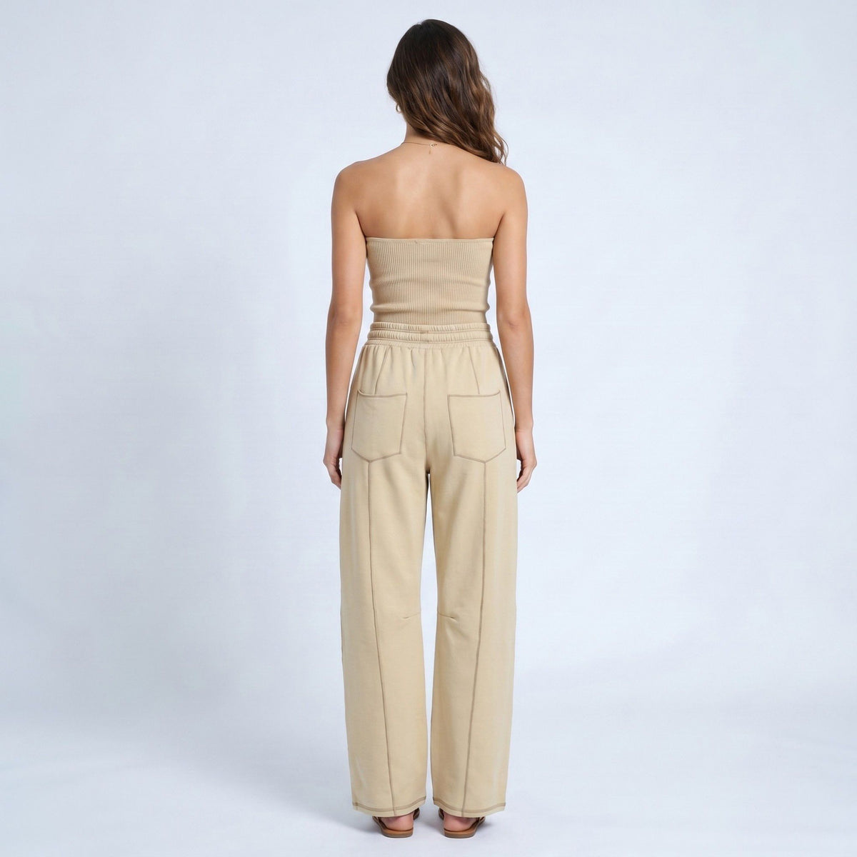 Anna-Kaci Women's High Rise Drawstring Wide Leg Utility Pants with Patch Pockets