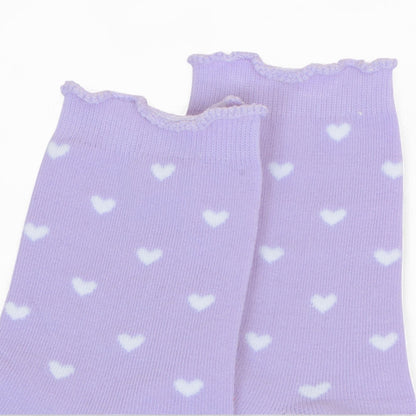 Anna-Kaci Women's Ankle Socks with Allover Heart Print and Soft Ribbed Cuff Trim