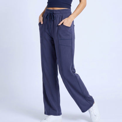Anna-Kaci Women's High Rise Drawstring Wide Leg Utility Pants with Patch Pockets