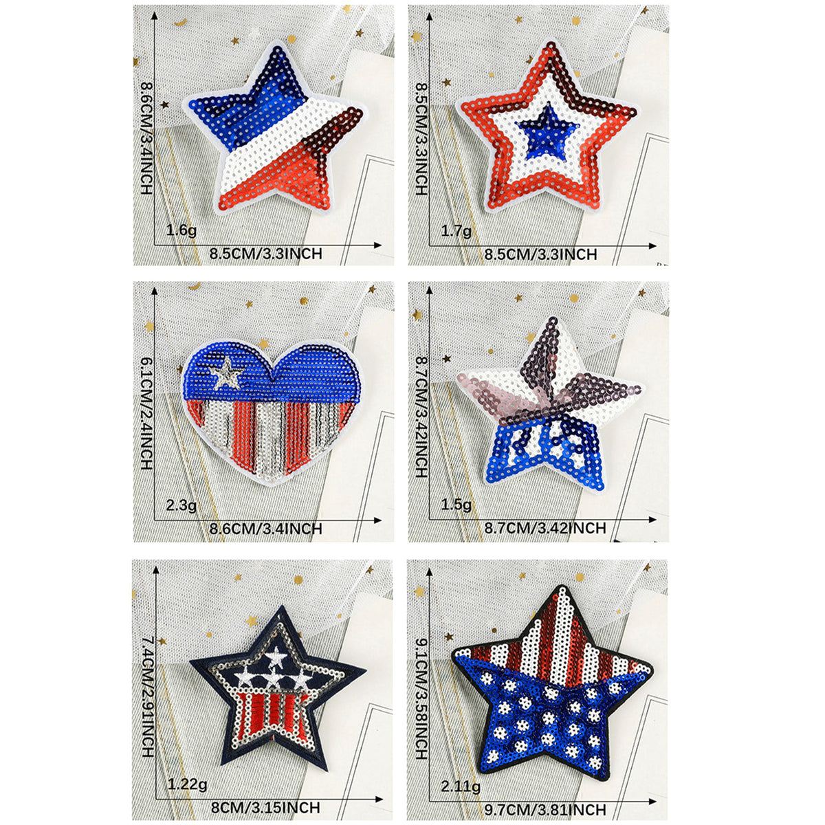 Sequin Star Heart Iron On Patches Clothing Embroidered Sewing Repair Hot-fix Garment Bag Shoes Backpack Hat DIY Decoration