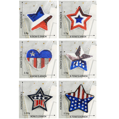 Sequin Star Heart Iron On Patches Clothing Embroidered Sewing Repair Hot-fix Garment Bag Shoes Backpack Hat DIY Decoration