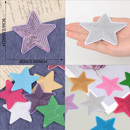 Sequin Star Heart Iron On Patches Clothing Embroidered Sewing Repair Hot-fix Garment Bag Shoes Backpack Hat DIY Decoration