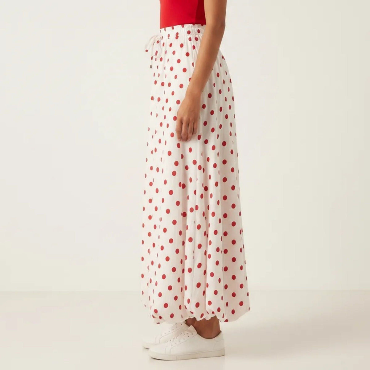 Anna-Kaci Women's Polka Dot Maxi Skirt Elastic Waist Flowy A Line Long Casual Lightweight Skirt