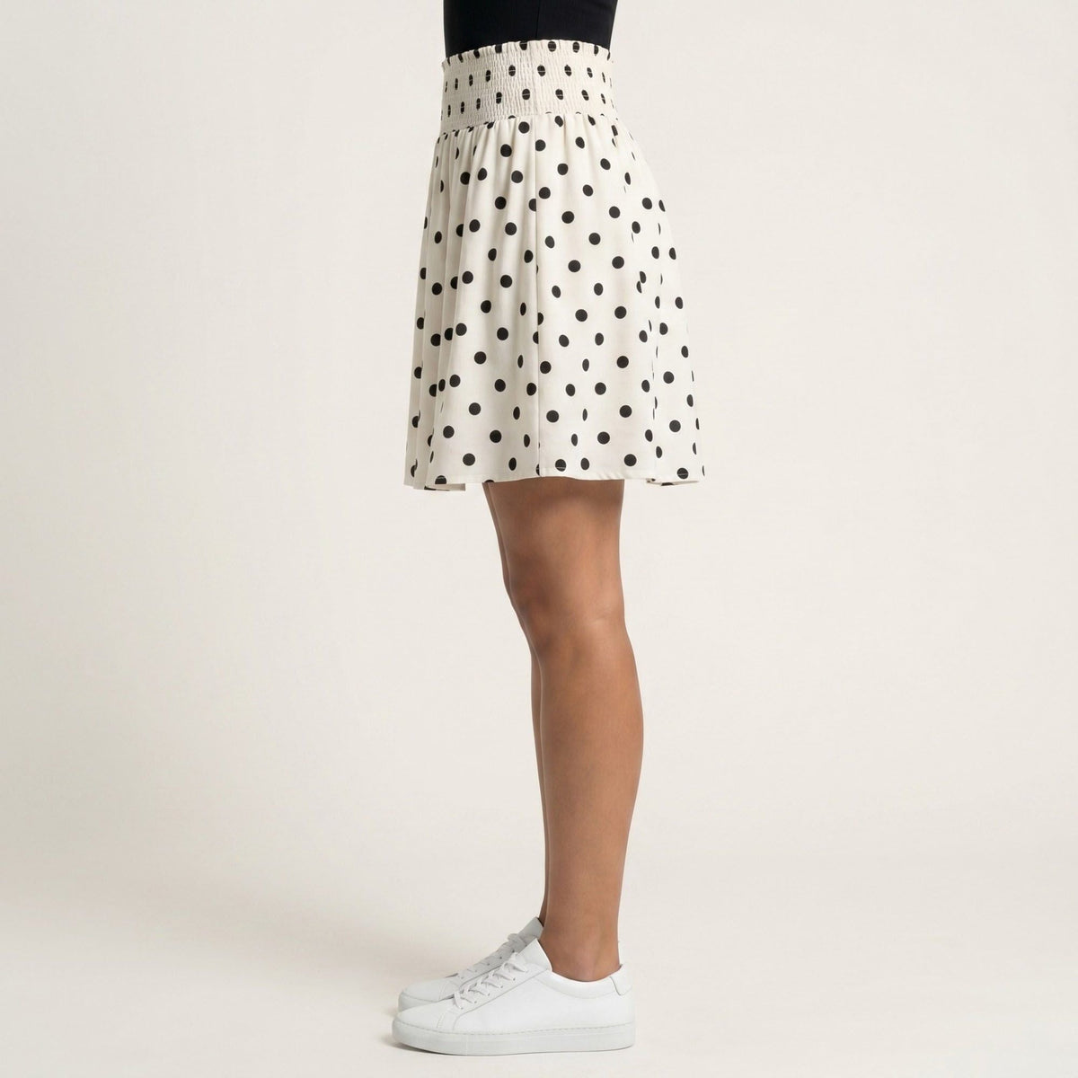 Anna-Kaci Women's Polka Dot A Line Skirt Smocked High Waist Flowy Lightweight Casual Mini Skirt
