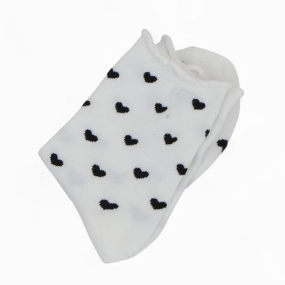Anna-Kaci Women's Ankle Socks with Allover Heart Print and Soft Ribbed Cuff Trim