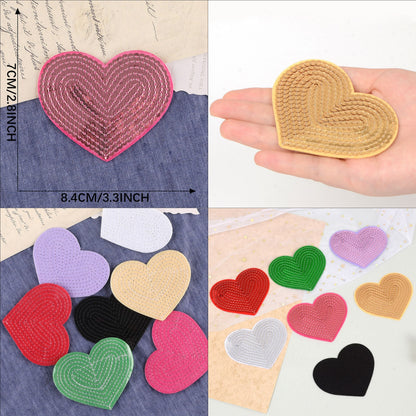 Sequin Star Heart Iron On Patches Clothing Embroidered Sewing Repair Hot-fix Garment Bag Shoes Backpack Hat DIY Decoration